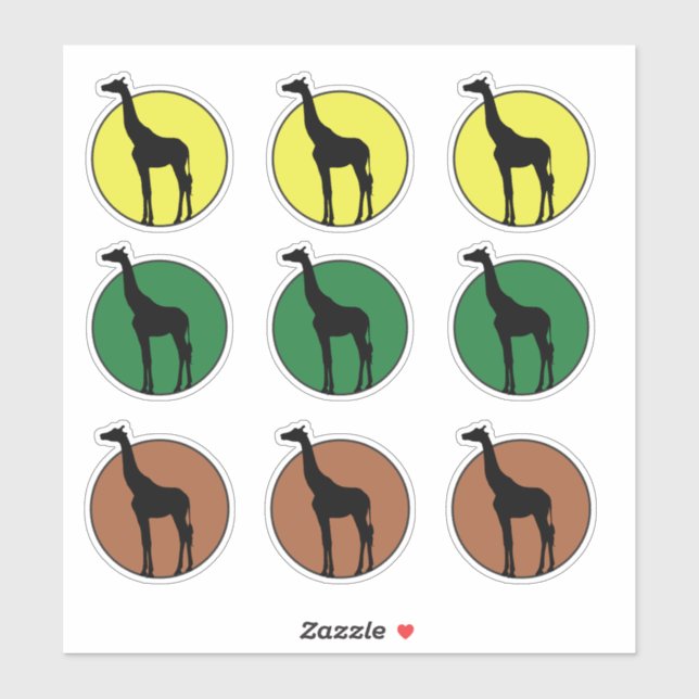 Giraffe Drawing in Yellow, Brown & Green Circles (Sheet)