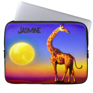 Giraffe dreamscape/moon/stars editable laptop sleeve