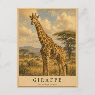 Giraffe East African Savanna VINTAGE Postcard