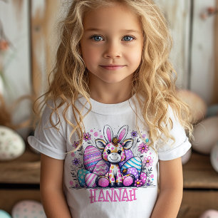 Giraffe Easter T-Shirt Custom Name Girls Bunny