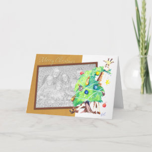 Giraffe Eating Christmas Tree Holiday Card
