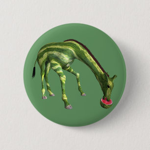 Giraffe Eating Watermelon 6 Cm Round Badge