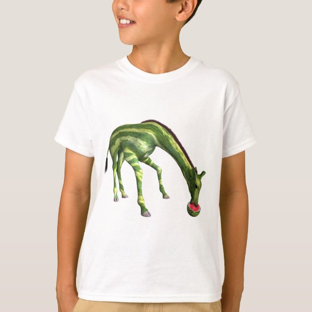Giraffe Eating Watermelon T-Shirt (Front)