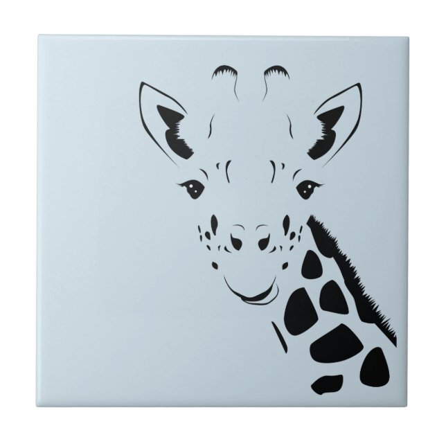 Giraffe Face Silhouette Ceramic Tile (Front)