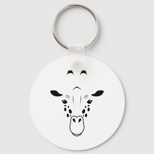 Giraffe Face Silhouette Key Ring (Front)