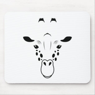 Giraffe Face Silhouette Mouse Pad