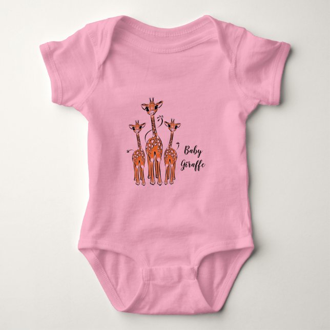 Giraffe family,  baby bodysuit (Front)