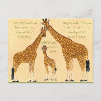 Giraffe Family - Birth Announcement
