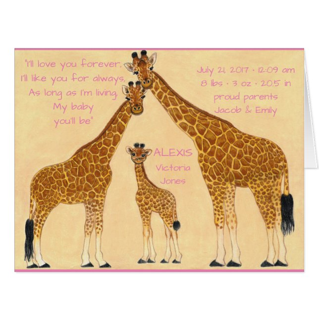 Giraffe Family - Birth Announcement (Front Horizontal)