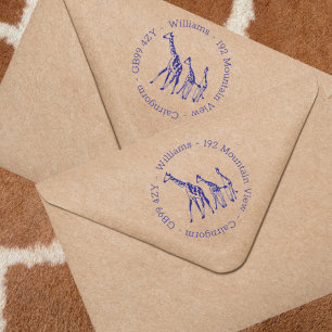 Giraffe Family Home Address Self-inking Stamp
