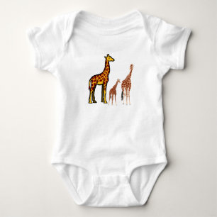 Giraffe Family Illustration Baby Bodysuit