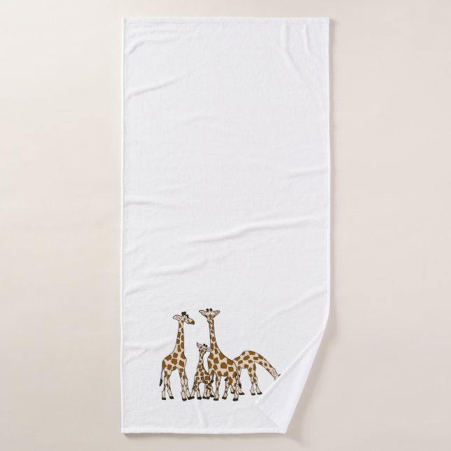 Giraffe Family In Brown and Beige Bath Towel (Bath Towel)