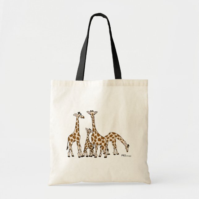 Giraffe Family In Brown and Beige Tote Bag (Front)