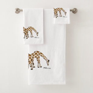 Giraffe Family In Brown and Beige Towel Set