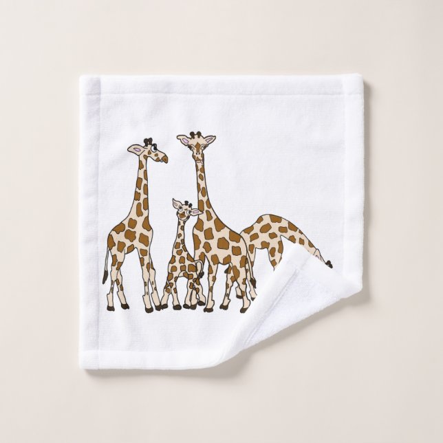 Giraffe Family In Brown and Beige Wash Cloth (Wash Cloth)