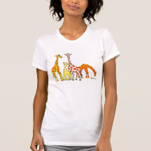 Giraffe Family In Orange and Yellow Woman's Tshirt