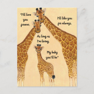 Giraffe Family - Love you forever Postcard