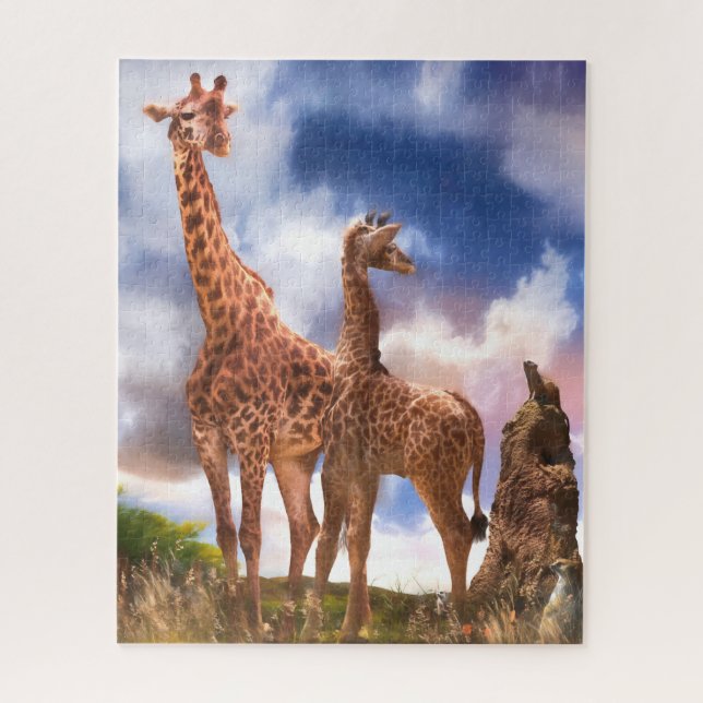 Giraffe Family MOMMY WAS I EVER THAT SMALL? Jigsaw Puzzle (Vertical)