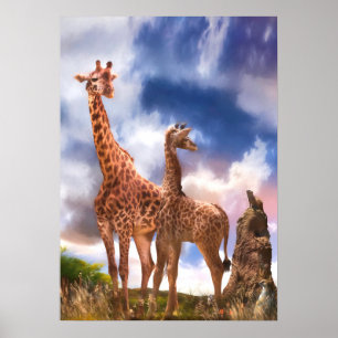 Giraffe Family MOMMY WAS I EVER THAT SMALL? Poster