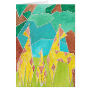 Giraffe Family Original Abstract Art