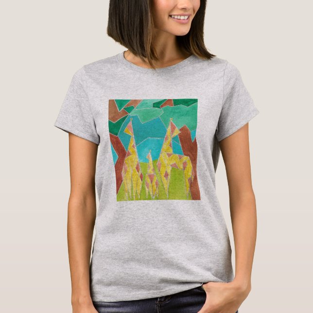 Giraffe Family Original Abstract Art T-Shirt (Front)