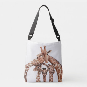 Giraffe Family Portrait, Cute Safari Animals Tote