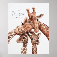 Giraffe Family Portrait Family Four, Nursery Decor