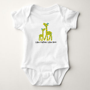 Giraffe Father Son Customisable Text Baby Bodysuit