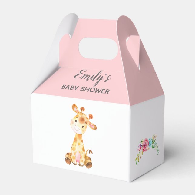 Giraffe Favour Box (Girl Baby Shower / Birthday) (Front Side)