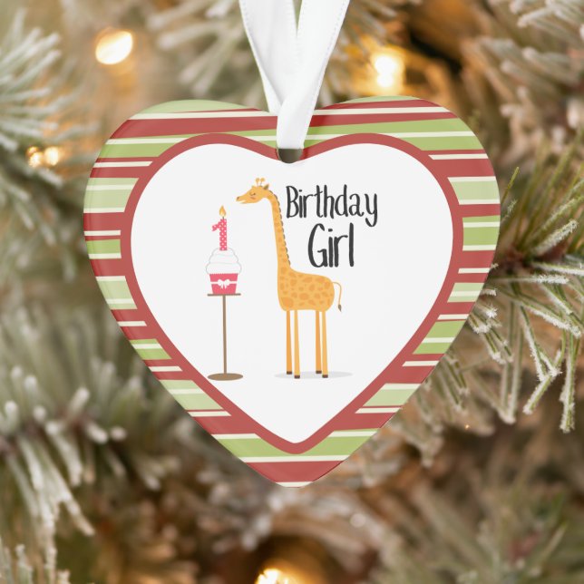 giraffe first birthday ornament (Tree)