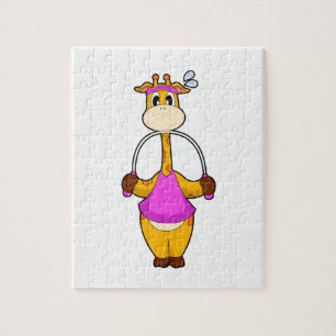 Giraffe Fitness Rope Jigsaw Puzzle