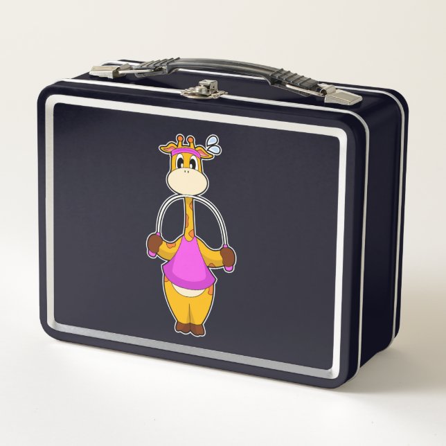 Giraffe Fitness Rope Metal Lunch Box (Front)