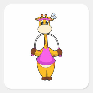 Giraffe Fitness Rope Square Sticker