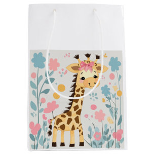 giraffe floral  medium gift bag