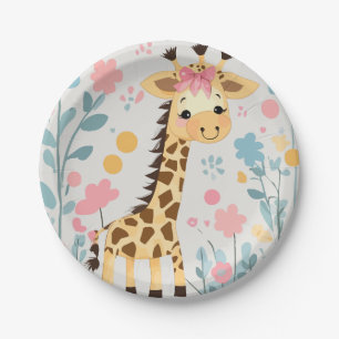 giraffe floral paper plate