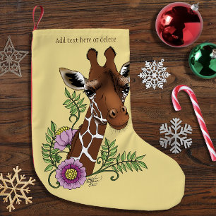 Giraffe Flowers Yellow Cute Wildlife Small Christmas Stocking