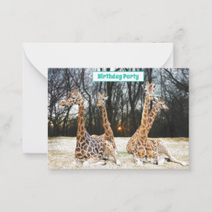Giraffe Forrest Fun Party Invitation - Four Siting