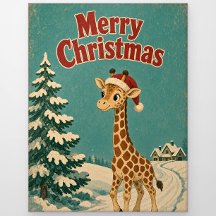 Giraffe Frozen Path Animal Christmas Postcard