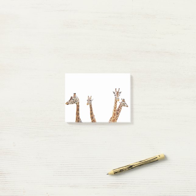 Giraffe Fun Photo -  Four Giraffe's Sitting Post-it Notes (On Desk)