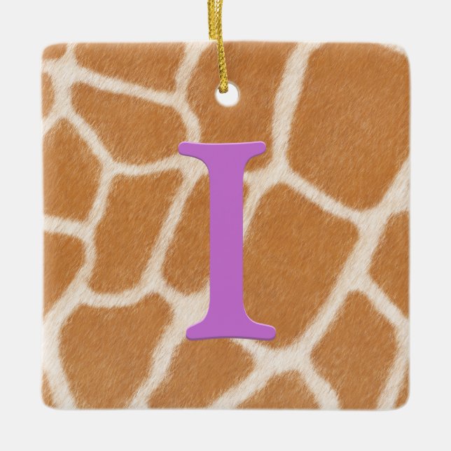 Giraffe Fur Personalised Monogram & Message Viole Ceramic Ornament (Front)