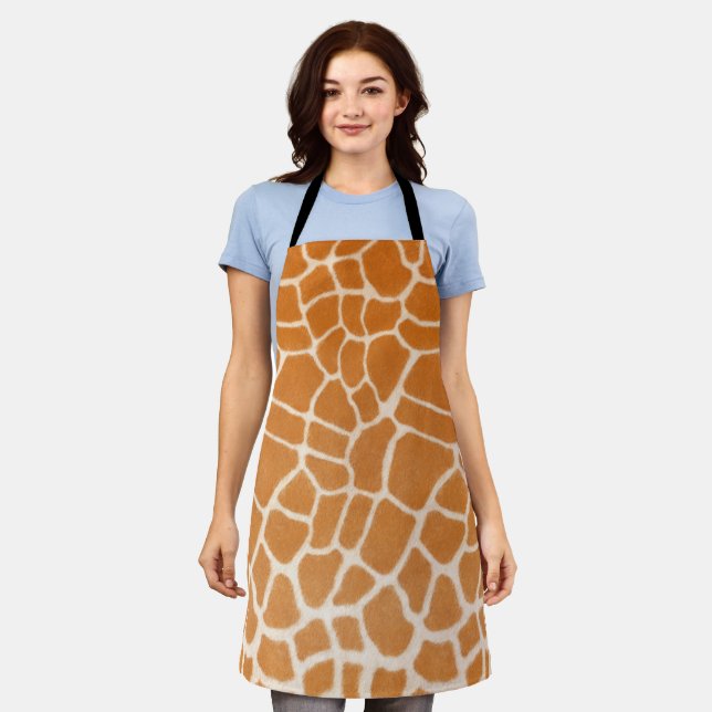 Giraffe Fur Realistic Spotted Exotic Animal Print Apron (Worn)