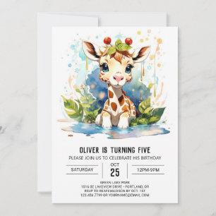 Giraffe Galore Cute Safari Birthday Invitation