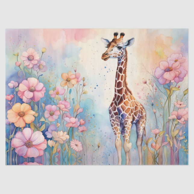 Giraffe Garden Pastel Tissue Paper (Front)