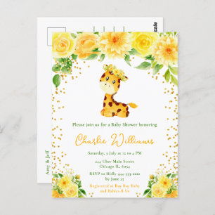 Giraffe Gender Neutral Baby Shower Postcard
