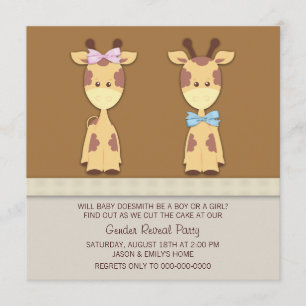 Giraffe Gender Reveal Party Invitation