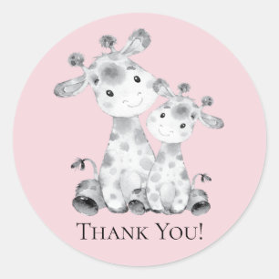 Giraffe Girls Baby Shower Thank You Favour Sticker