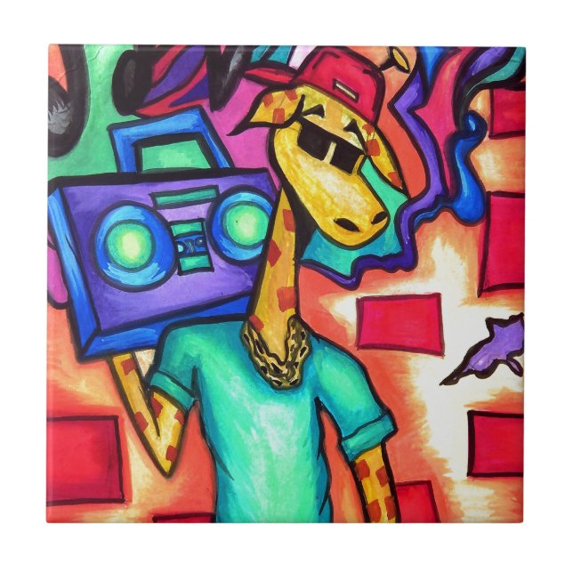 Giraffe graffiti artist tile (Front)