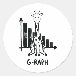 Giraffe Graph Statistics Math Teacher Pun Classic Round Sticker