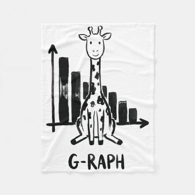Giraffe Graph Statistics Math Teacher Pun  Fleece Blanket (Front)