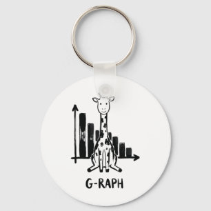 Giraffe Graph Statistics Math Teacher Pun Key Ring